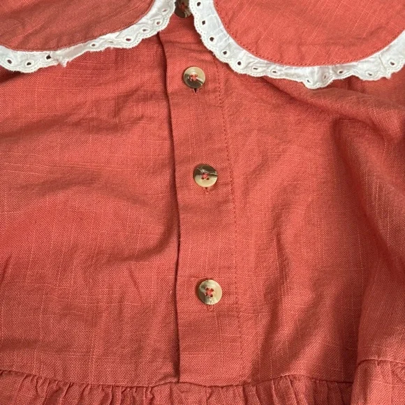Free People Blouse with Lace Trim Peter Pan Collar - Picture 7 of 9